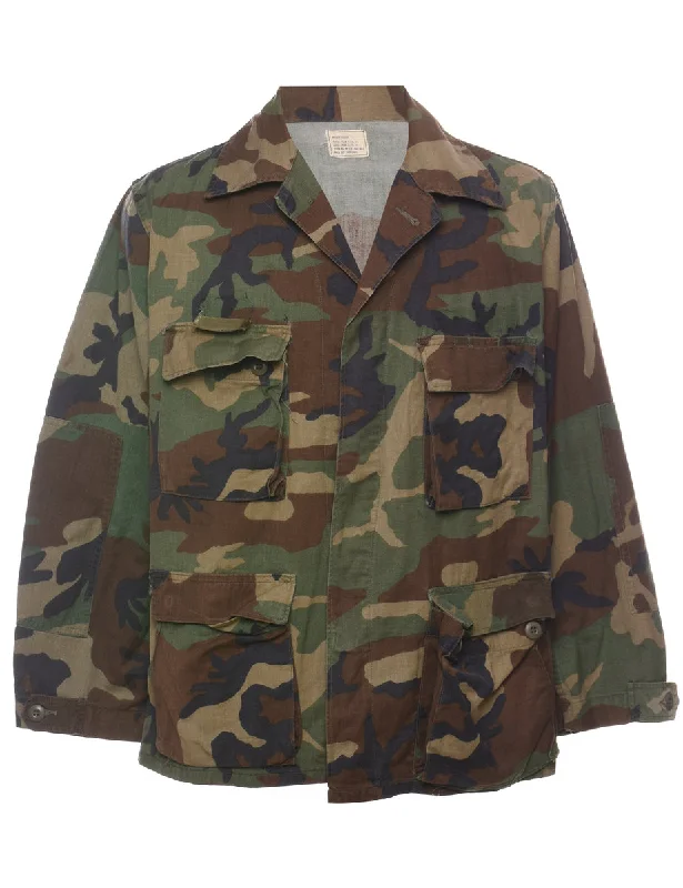 Woodland Camouflage Print U.S Army Military Shirt - M