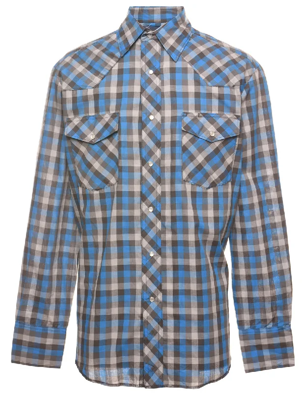 Wrangler Grey & Blue Checked Shirt - M