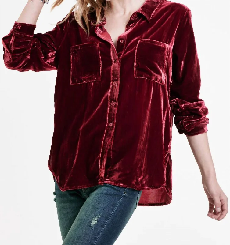 Wrenley Button Front Shirt In Red Berry