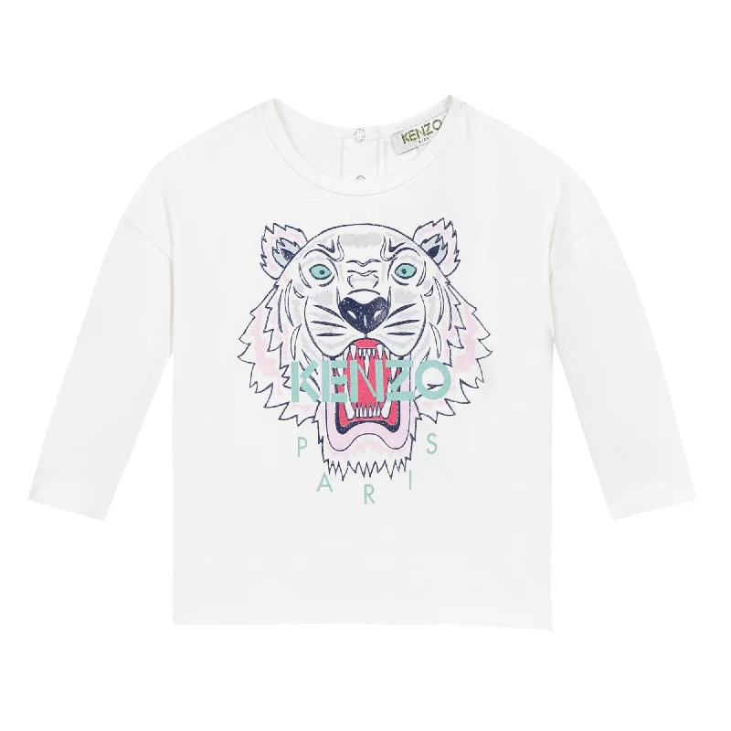 Kenzo Kids Tiger Long Sleeve Shirt in Cream