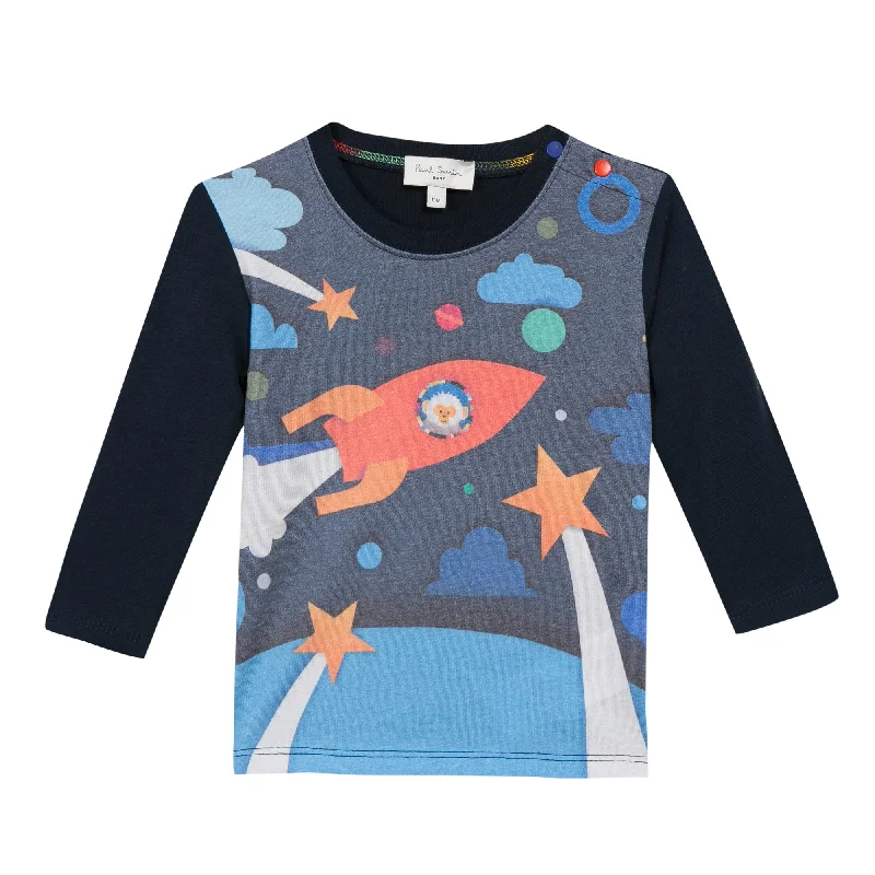 Paul Smith Junior Baby 'Pasha' Monkey In A Rocket Print Tee Shirt