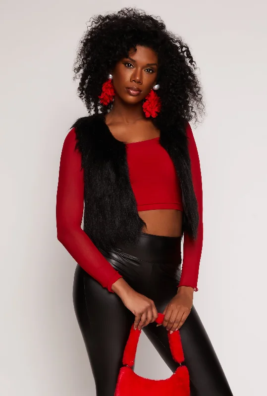 Cropped Faux Fur Vest