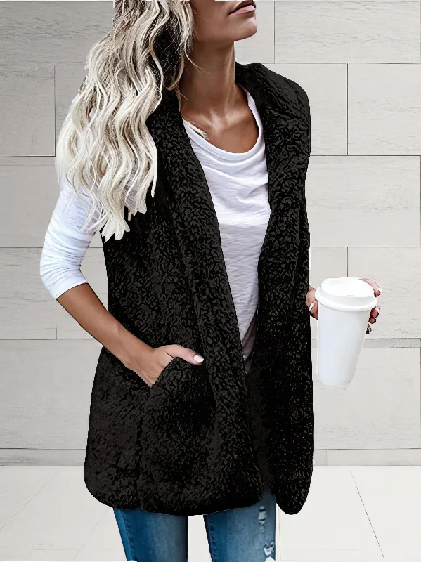 Black Sherpa Vest with Hood