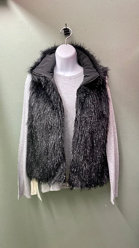 * Dylan Metallic Fur Vest  - Black / Blush