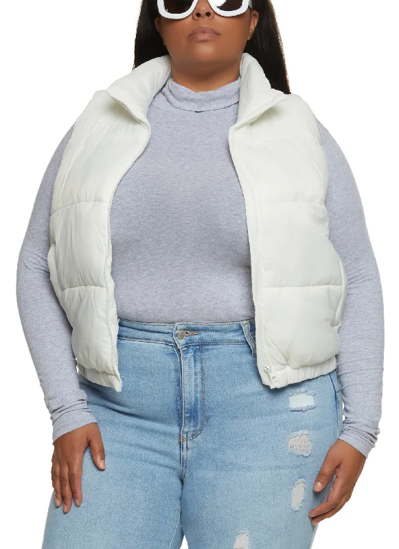 Plus Size Mock Neck Puffer Vest