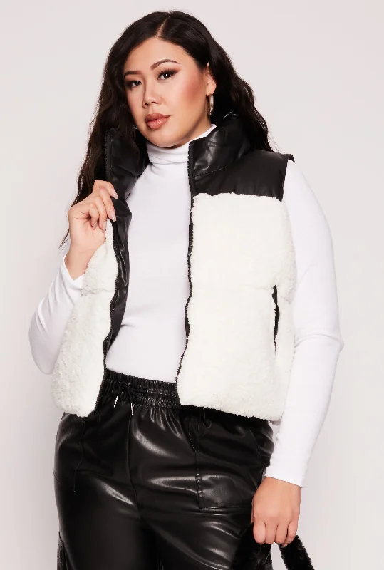 Plus Size Almost Famous Sherpa Puffer Vest