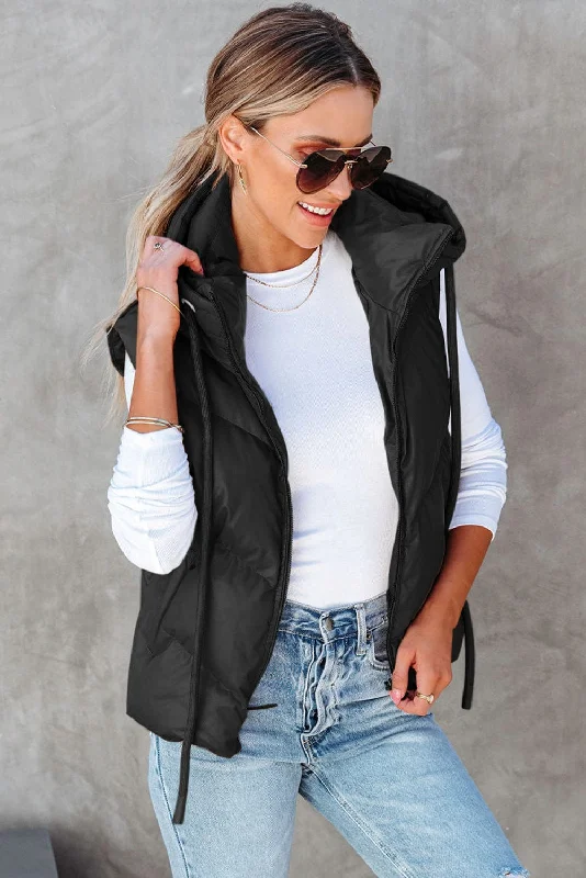 Zip-Up Quilted Vest Coat