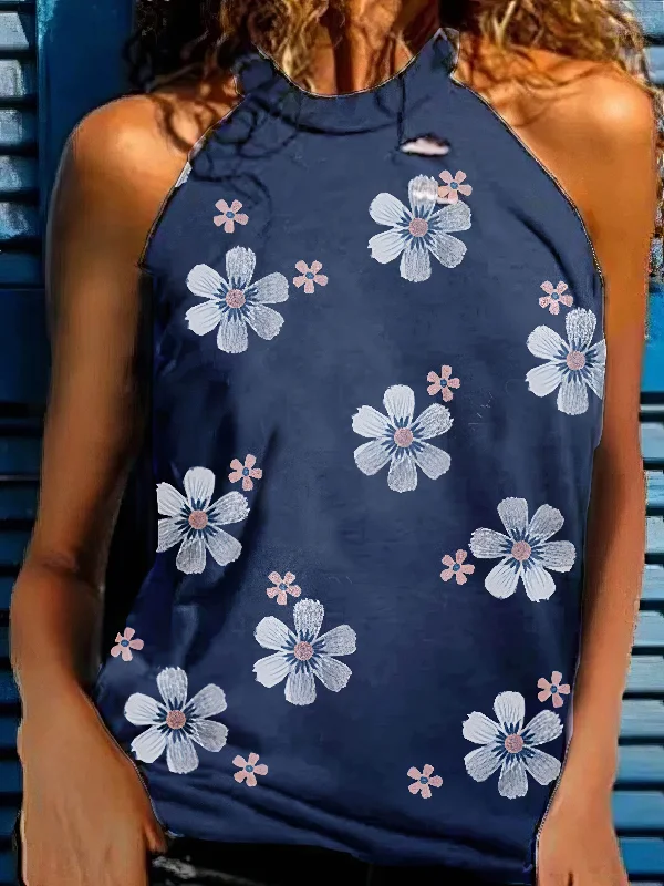 Floral Printed Sleeveless Round Neck Tank Top