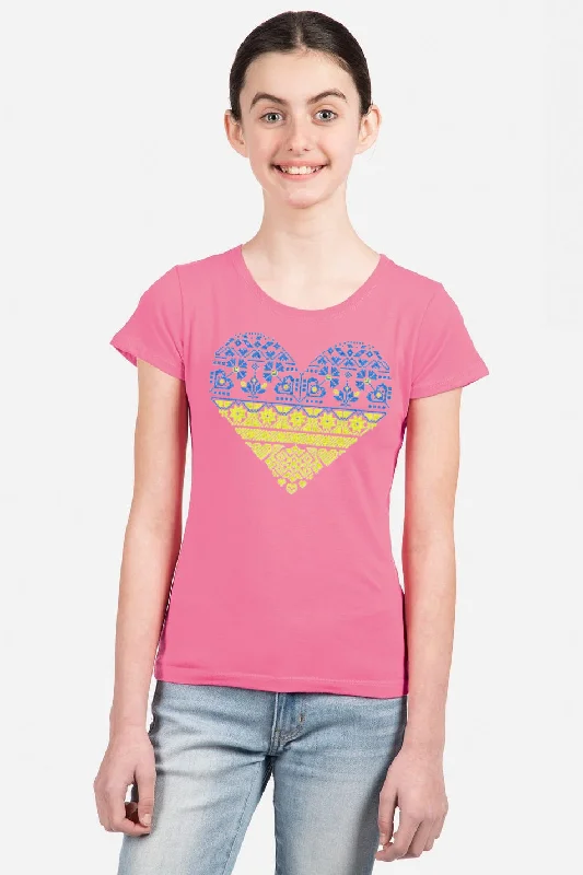 Girl's t-shirt "Blue and yellow heart"