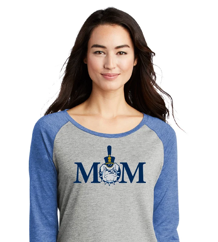 The Citadel, Mom & Spike Ladies Long Sleeve Tri-Blend Wicking Scoop Neck Raglan Tee Shirt