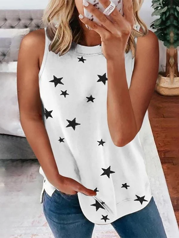 Starry Sleeveless Racer Top