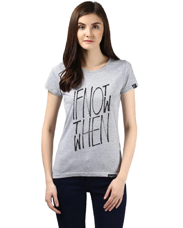 Womens Half Sleeve Ifnot Printed Grey Color Tshirts