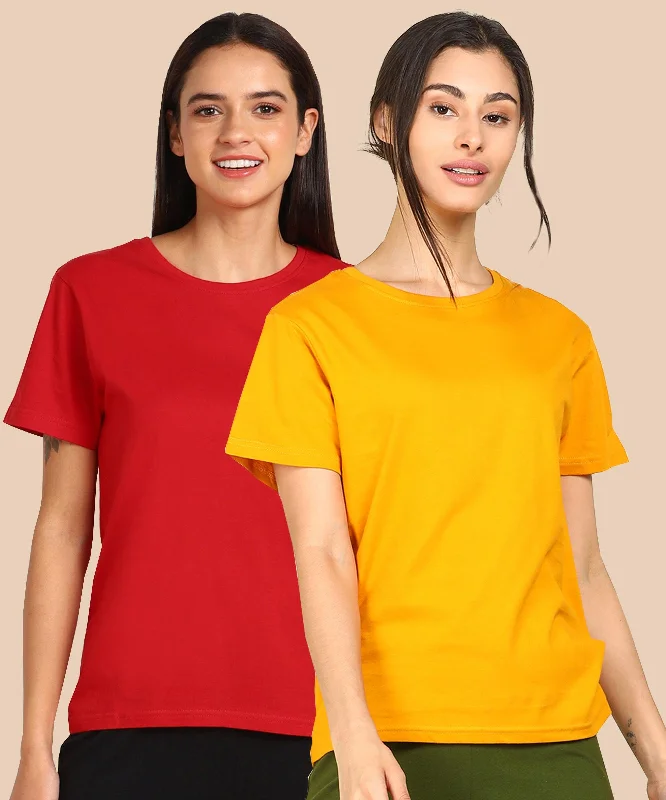 Womens Regular  Fit Combo Plain Tshirt