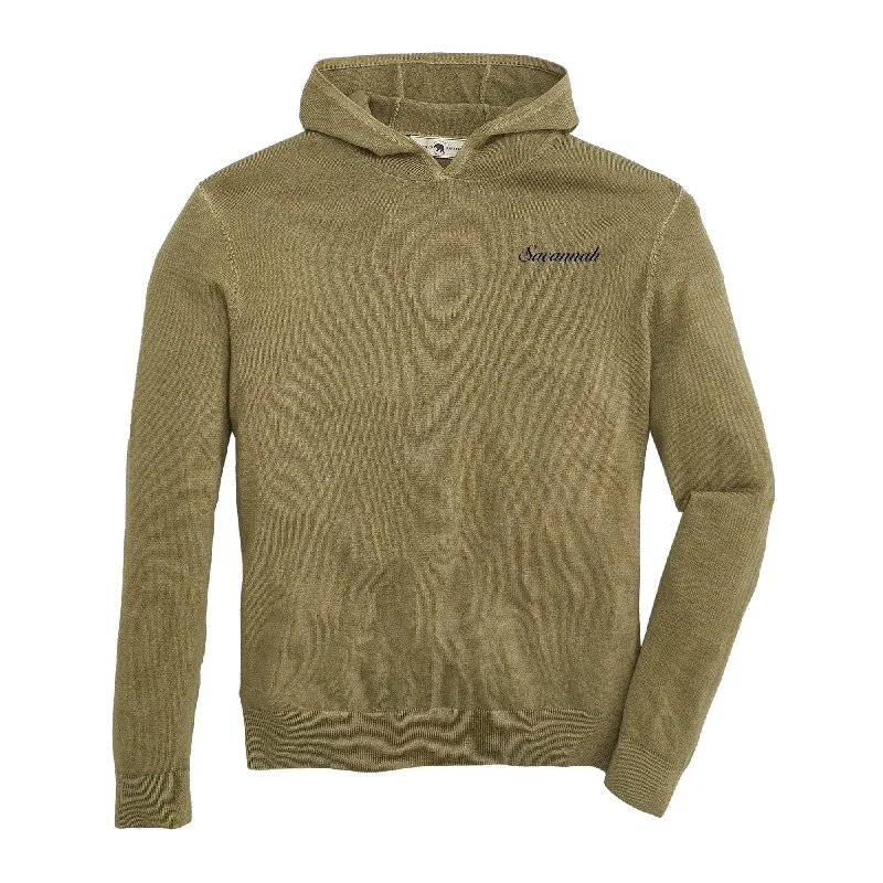 Savannah Town Script Merino Hoodie - Oil Green