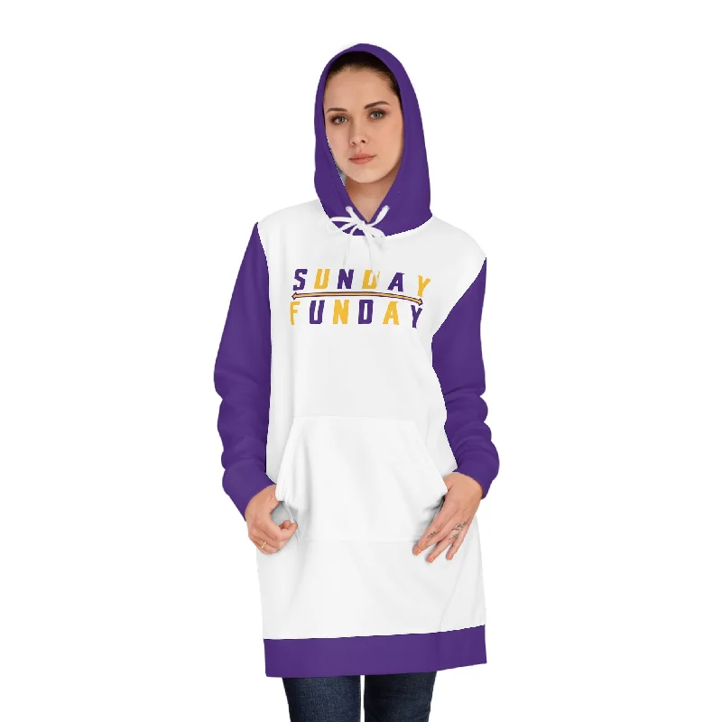 Hoodie Dress - White/Purple - Sunday FUNday