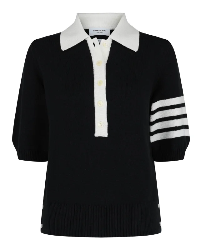 Thom Browne Womens Cotton 4-Bar Hector Polo