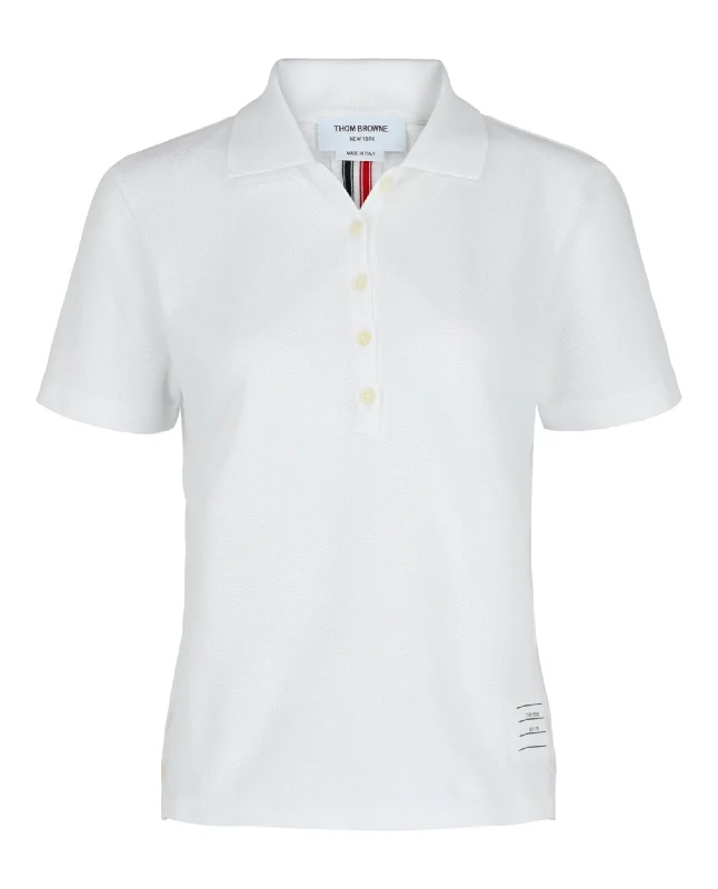 Thom Browne Womens Pique Relaxed Striped Polo Shirt