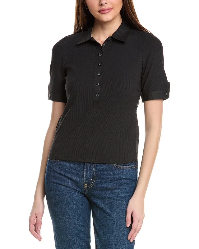 rag & bone Ribbed Mix Media Polo Shirt